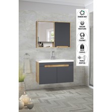 Alfa Banyo Santi 80 cm Komple Mdf, Lavabolu Banyo Dolabı Seti-Hazır Kurulu