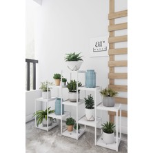 Dekozum Işıl 11 Raflı Plastik Beyaz Saksılık Dekoratif Çiçeklik Saksı Standı