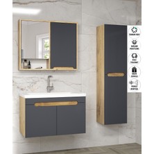Alfa Banyo Santi (80+35) 115 cm Komple Mdf, Lavabolu Boy Dolaplı Banyo Dolabı Seti-Hazır Kurulu