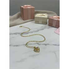 Kokoş Çelik Kolye Gold ve Taş Detay