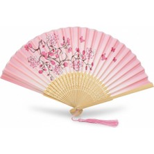 Özbience Bambu Katlanır El Yelpazesi, Pembe Sakura Çiçek Deseni, Romantik Hediye