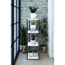 Dekozum 4 Raflı Çiçeklik Saksılık Rafı Standı Dekoratif Çok Amaçlı Raf