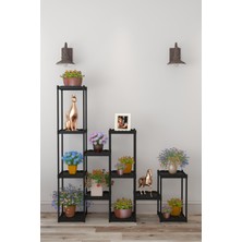 Dekozum Işıl 12 Raflı Plastik Saksılık Dekoratif Çiçeklik Saksı Standı