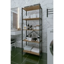 Dekozum 5 Raflı Dekoratif Banyo Dolabı Banyo Düzenleyici Modern Banyo Rafı 150 cm