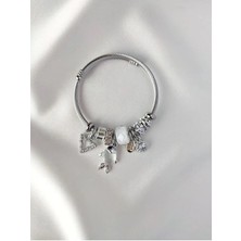 Kokoş Charmlı Balıklı Çelik Bileklik