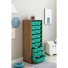 Dekozum Kids 9 Sepetli Gülücüklü Dolap Oyuncak Dolabı Çok Amaçlı Mutfak Banyo Kiler Dolabı Atlantikçam