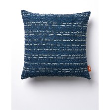 The Kun Şönilli Çizgi Efektli Kırlent Kılıfı-Mavi