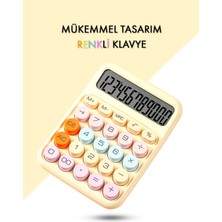 PremiumPort Renkli 12 Haneli Yuvarlak Tuşlu Sarı Hesap Makinesi, 4 Fonksiyonlu