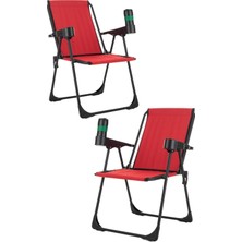 Dekozum 2 Adet Kamp Sandalyesi, Katlanır Kamp Sandalyesi, Bardaklıklı Kamp Sandalyesi,plaj Piknik Sandalyesi