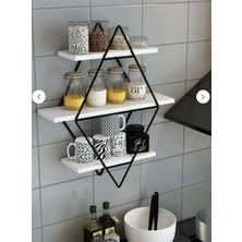 Dekozum Büyük Boy Duvar Rafı, Mutfak Rafı Baklava Duvar Rafı, Metal Duvar Rafı, Kitaplık Duvar Rafı