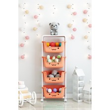 Dekozum 4 Katlı Oyuncak Dolabı, Oyuncak Organizeri, Sepetli Oyuncak Dolabı