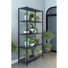 Dekozum Stark 5 Raflı Çiçeklik Saksılık Çiçek Standı Dekoratif Saksı Rafı 150X56CM Antrasit