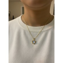 Kokoş Pinterest Kalpli Kolye Lila ve Taş Detay