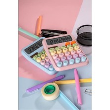 PremiumPort Renkli Hesap Makinesi, 10 Haneli Yuvarlak Tuşlu, Şirin Tasarım