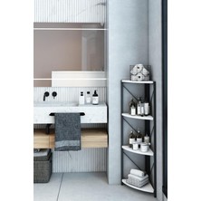 Dekozum 4 Raflı Banyo Rafı Köşe Metal Çok Amaçlı Dekoratif Raf