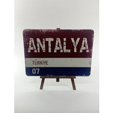 Özbience Antalya Temalı Retro Ahşap Duvar Posteri - Şehir Dekorasyonu ve Hediye