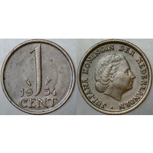 Banknoting Hollanda 1 Cent 1954 Kraliçe Julıana.