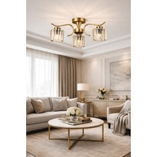 Esslight Miliç 3 Lü Eskitme Plafonyer Kristal Taşlı Salon Mutfak Yatak Odası Avize