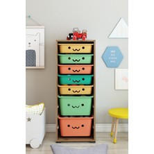Dekozum Kids 7 Sepetli Gülücüklü Oyuncak Dolabı Oyuncak Kutusu Oyuncak Saklama Box
