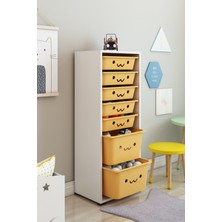 Dekozum Kids 7 Sepetli Gülücüklü Oyuncak Dolabı Oyuncak Kutusu Oyuncak Saklama Box