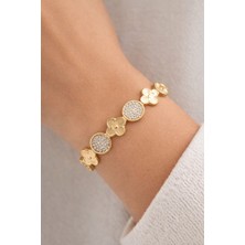 Ares 01 Store Çelik Yonca Bileklik – Zirkon Taşlı Çok Kaliteli Şık Tasarım