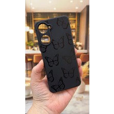Vip Case Vivo Y18 Uyumlu Siyah Kelebek Desenli Silikon Darbe Emici Klasik Korumalı Rubber Kılıf