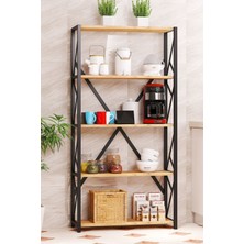 Dekozum Çok Amaçlı 5 Raflı Mutfak Dolabı Mikrodalga Fırın Rafı Malzeme Dolabı 180 cm