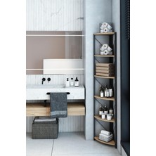 Dekozum 6 Raflı Köşe Metal Banyo Rafı Şampuanlık Deterjanlık Çok Amaçlı Raf 180 cm