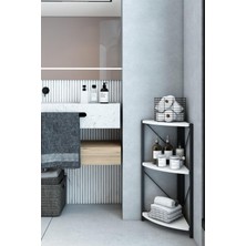 Dekozum 3 Raflı Metal Köşe Banyo Rafı Dekoratif Aksesuar Rafı
