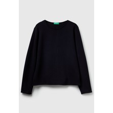 United Colors Of Benetton Siyah Kadın / Kız Kdn_modal Karışımlı Etiket Detaylı Bisiklet Yaka Sweatshirt Model Kodu: ( 3QAFD10AU100)