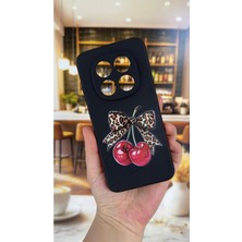 Vip Case Redmi Note 15 Pro 5g Uyumlu Kiraz Fiyonk Leopar Desenli Silikon Darbe Emici Klasik Rubber Kılıf