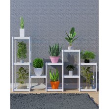 Dekozum Işıl 10 Raflı Plastik Beyaz Saksılık Dekoratif Çiçeklik Saksı Standı