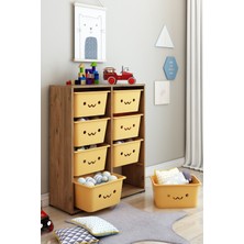 Dekozum Kids Gülen Yüzlü Çok Amaçlı 8 Large Sepetli Dolap Modern Tasarım 90 cm Derinlik