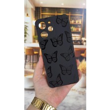 Vip Case Redmi 12 Uyumlu Siyah Kelebek Desenli Silikon Darbe Emici Klasik Korumalı Rubber Kılıf
