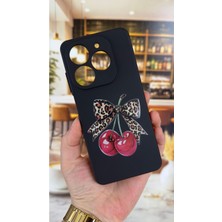 Vip Case Tecno Spark 20/20C Uyumlu Kiraz Fiyonk Leopar Desenli Silikon Darbe Emici Klasik Rubber Kılıf
