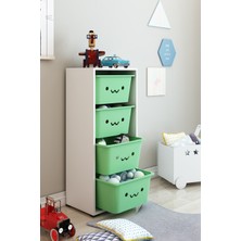 Dekozum Kids Modern 4 Large Güleryüz Sepetli Oyuncak Dolabı 110 cm Çok Renkli Dayanıklı Tasarım