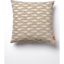 The Kun Jakarlı Dokuma Geometrik Desenli Kırlent Kılıfı-Krem