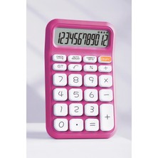 PremiumPort Mini Fuşya Hesap Makinesi, 12 Haneli, Şık ve Kullanışlı Tasarım