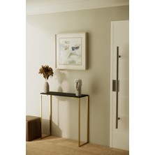 Solto Home AF23-26  Siyah Mermer Desen Raf Altın Metal Dresuar - Konsol - Stant – Sehpa