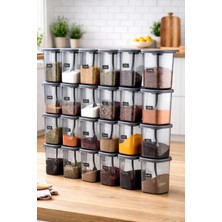 24'lü 450ML Etiketli ve Kilitlenebilir Kendinden Kaşıklı Baharatlık Seti - Etiket Hediye