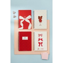 Notisyon A5 Spiralli Okul Defteri 120 Sayfa 4'lü Set, 2 Çizgili - 2 Kareli Defter, Notebook, Ders Programlı