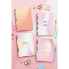 Notisyon A5 Spiralli Okul Defteri 120 Sayfa 4'lü Set, 2 Çizgili - 2 Kareli Defter, Notebook, Ders Programlı