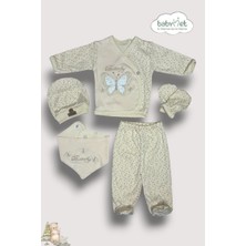Babymet %100 Organik Pamuk 5 Parça Yenidoğan Hastane Çıkış Seti – Kelebek Nakışlı Doğal