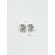 Miruva Xuping Gümüş Renk Baget Model Taşlı Kadın Küpe