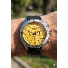 Lee Cooper Spor Erkek Kol Saati | 45 mm Çelik Kasa, Sarı Kadran, Silikon Kordon, 5 Atm