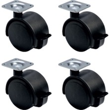 AlanSansli Büyük Plastik Tablalı Frenli - 50MM HKS128 - 4 Adet