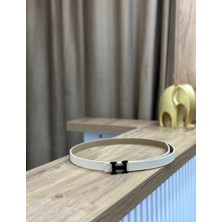 Erdesign Kadın Krem Siyah Tokalı Kemer Kadın Kemer Ceket Kemeri Etek Kemeri Pantolon Kemeri