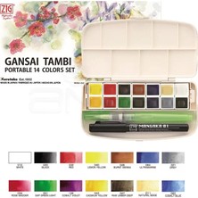 Zig Gansai Tambi Portable Set 14LÜ Su Hazneli Fırça ve 0.1mm Mangaka ile Renkli Çizim Keyfi