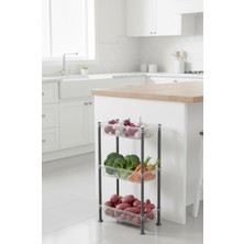 TD 3 Katlı Şeffaf Sepetli Çok Amaçlı Dayanıklı Düzenleyici Raf