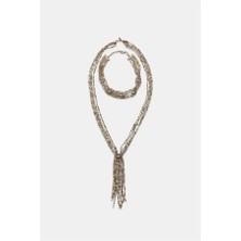 Royaleks 2'li Boncuklu Gerdanlık Kolye - Kahverengi